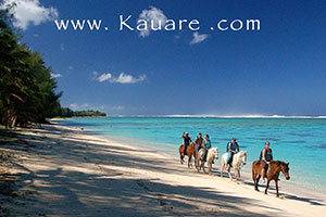 horse riding along the beach on south rarotonga